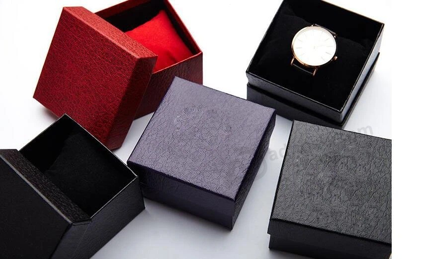 Lichee Pattern Cover Board Paper Gift Watch Box, Watch Packing Box