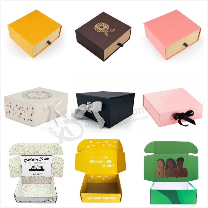 Custom logo Cardboard rigid Corrugated clothes Shoes cosmetic Jewelry gift Wig wine Packing post Mailing shipping Paper packaging Box