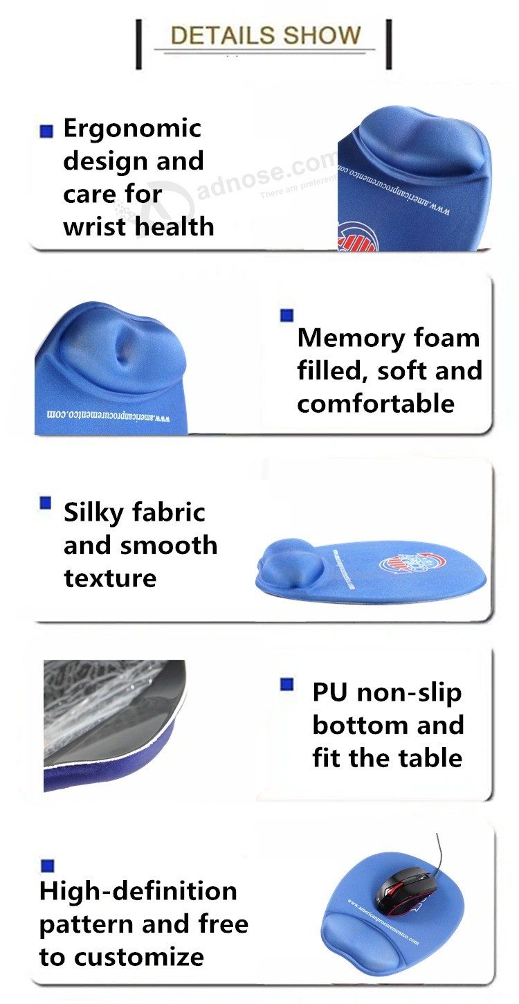 Descanso de pulso com base em PU de gel 3D personalizado Mouse Pad