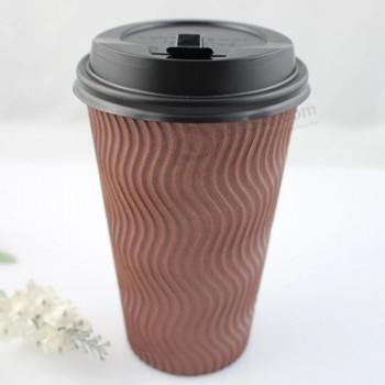 Custom Logo Printed Disposable Ripple Paper Cup with Lid