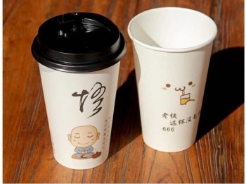 Copos quentes de papel mangas descartáveis ​​e isolados copos de café de papel com logotipo personalizado da tampa