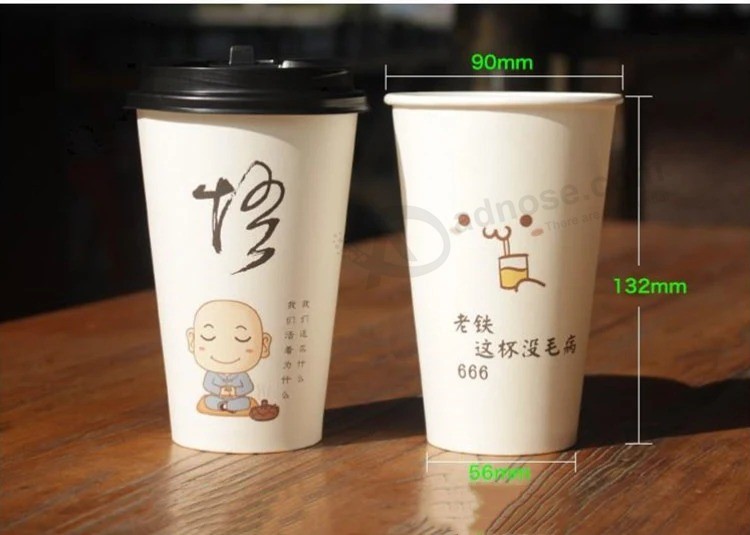 Copos de papel mangas descartáveis ​​Copos de café de papel isolados com logotipo personalizado de tampa