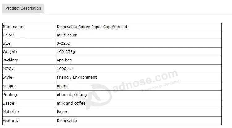 Copo de papel descartável personalizado de 3-22 oz Copo de café de papel com tampa