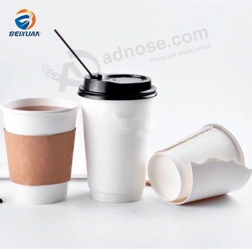 Logotipo personalizado Copos de papel de café descartáveis ​​impressos de camada dupla