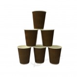 flexo printing custom logo disposable kraft plain ripple paper coffee cups for drink