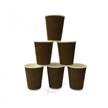 stampa flessografica logo personalizzato usa e getta kraft tazzine da caffè in carta ondulata per bevande