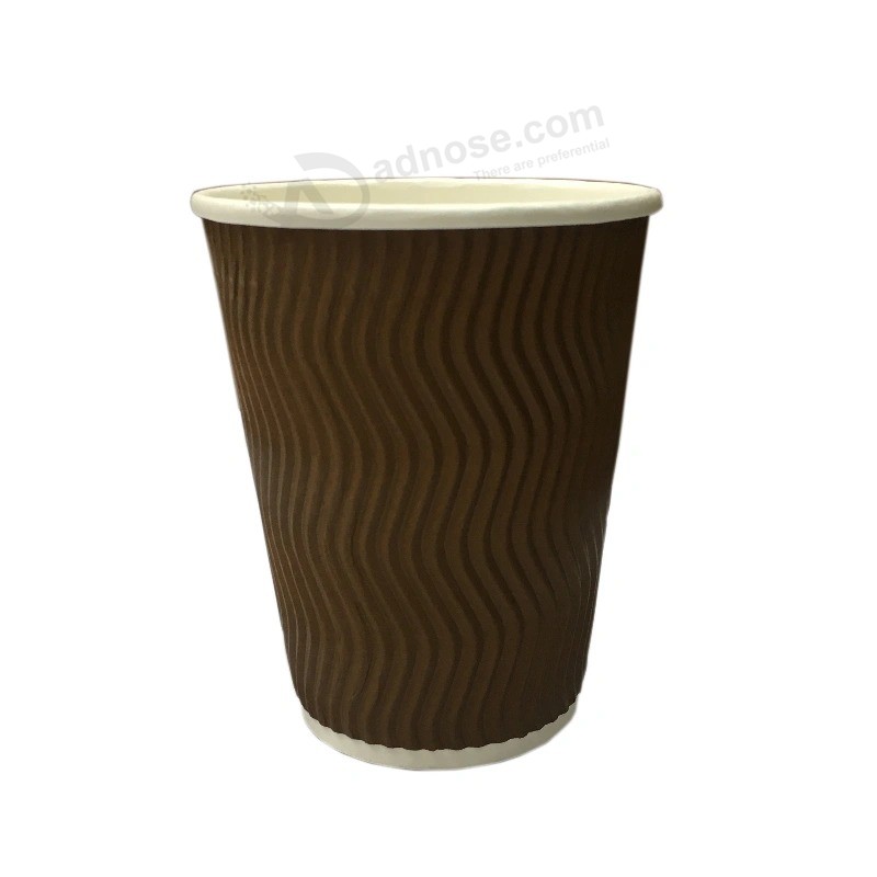 Stampa flessografica Logo personalizzato Tazze da caffè in carta ondulata monouso kraft per bevande