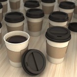 tazza di carta da caffè monouso a parete singola dal design personalizzato con coperchi
