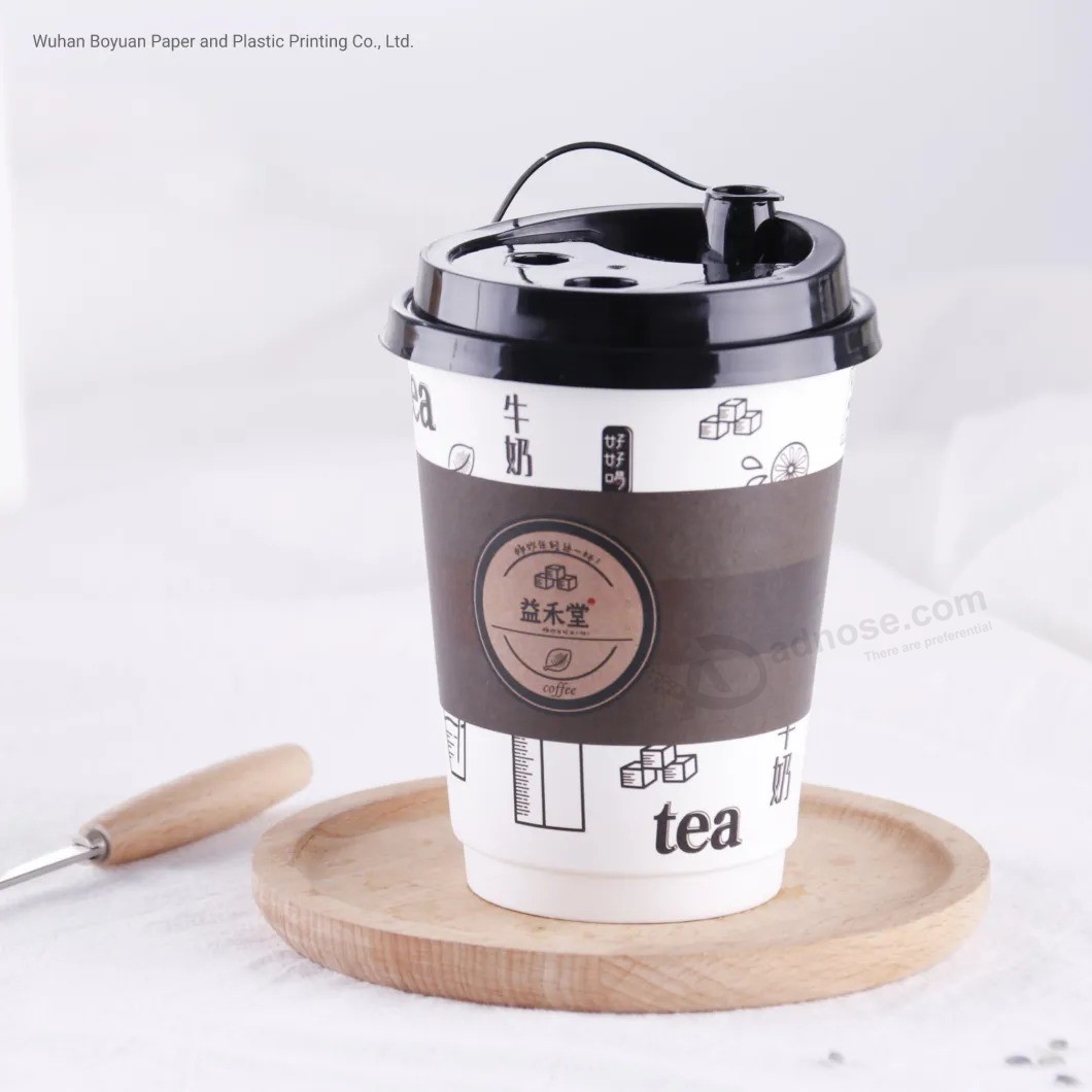 Diseño personalizado desechable taza de papel de café de una sola pared con tapas