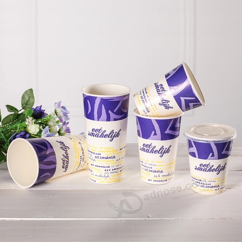 Bicchiere di carta per bevande fredde stampato con logo personalizzato usa e getta