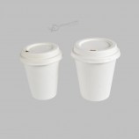 Taza de café de papel desechable de pared única de bagazo de caña de azúcar ecológico compostable personalizado de 12 oz Taza de bebida caliente