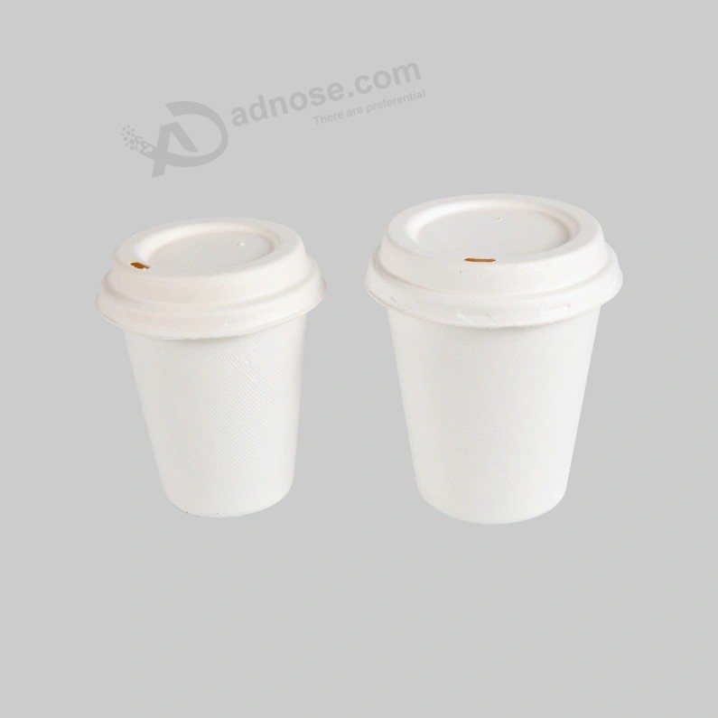 定制12盎司可堆肥环保型甘蔗渣单壁一次性纸咖啡杯热饮杯
