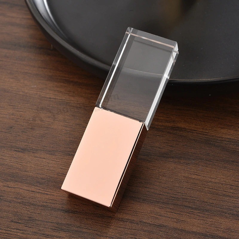 Креативный логотип кристалл светодиодный USB розовое золото кристалл флэш-накопитель флэш-диск 4 г 8 ГБ 16 ГБ 32 г 64 ГБ