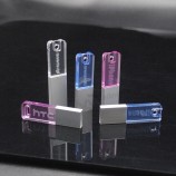 unidade flash USB portátil de cristal luminoso, log632gb personalizado da empresa, botão ultrafino de fábrica de disco U de metal de 64gb