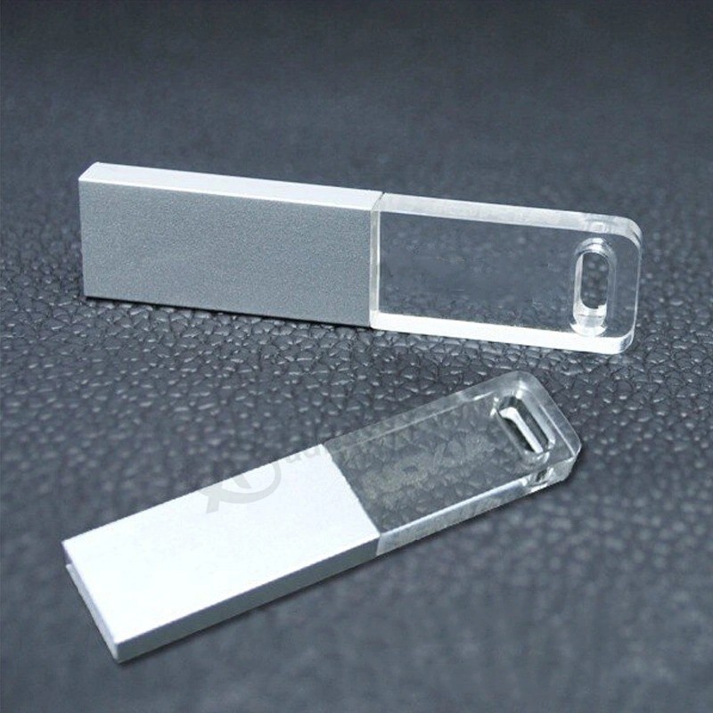Chiavetta USB portatile a cristallo luminoso, log632GB aziendale personalizzato, disco U in metallo da 64 gb Pulsante all'ingrosso di fabbrica ultrasottile