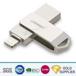 logo in lega di metallo bianco personalizzato di alta qualità stampato Pen drive telefono flash drive girevole chiavetta USB memoria flash U disco per regalo di promozione