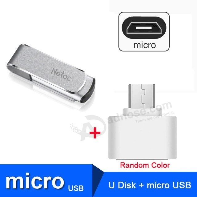 Netac 32gb Swivel metal USB flash Drive 64gb 16GB 128gb Pendrive u388 Indicator light 360 rotate DIY custom Memory stick U Disk