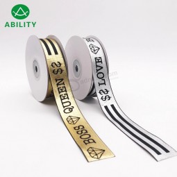 Heiß verkaufendes Goldfolien-bedrucktes Ripsband für Kleidungsstücke