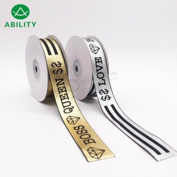 Hot Selling Gold Foil Printed Grosgrain Ribbon for Garments