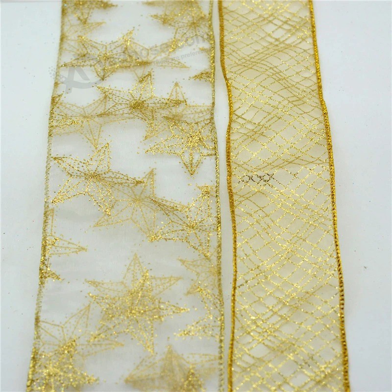 2,5-дюймовая рождественская лента с проволочной кромкой для подарочной упаковки / Рождества