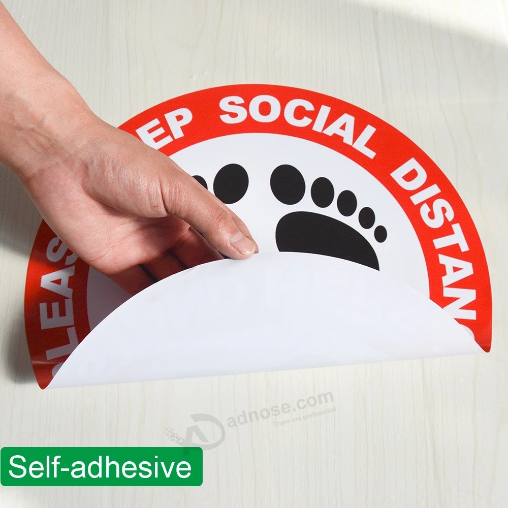Социальное дистанцирование Напольные наклейки Знаковые наклейки 12-дюймовая безопасная социальная дистанционная наклейка