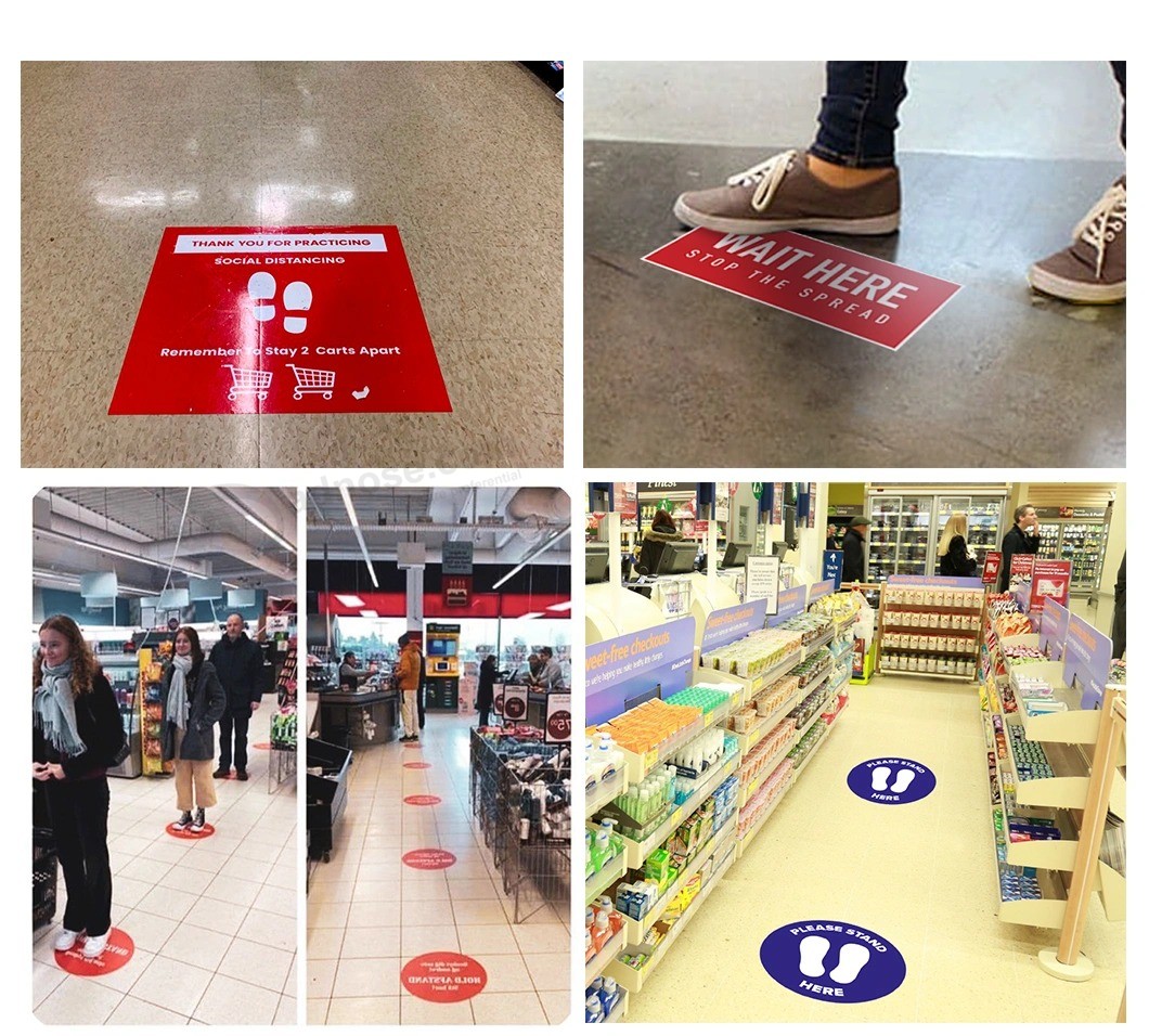 Custom size Round social Distancing sign Floor decals with footprint Grphic