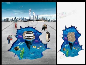 2020模切3D地板广告展示自粘贴纸贴花