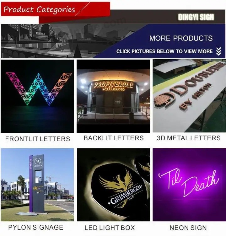 Lettere LED acriliche 3D frontali pubblicitarie personalizzate per segnaletica