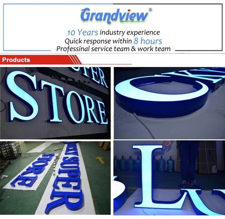 Tableros impresos publicitarios LED acrílicos Letras iluminadas 3D