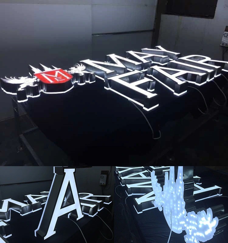 Letrero publicitario personalizado 3D Resina LED Letra de canal retroiluminada