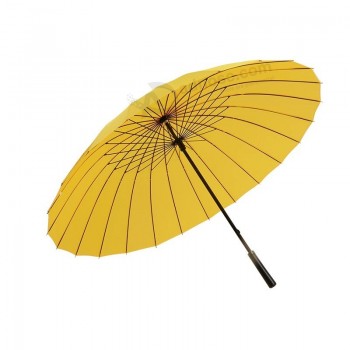 24骨皮革手柄高尔夫雨伞定制徽标增加防风纯色高尔夫商业广告雨伞