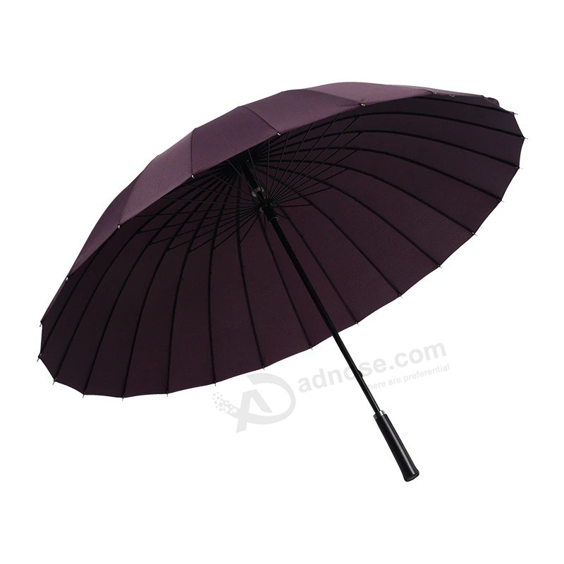 24 bone Leather handle Golf umbrella Custom logo Increase wind - resistant Pure color Golf commercial Advertising Umbrella