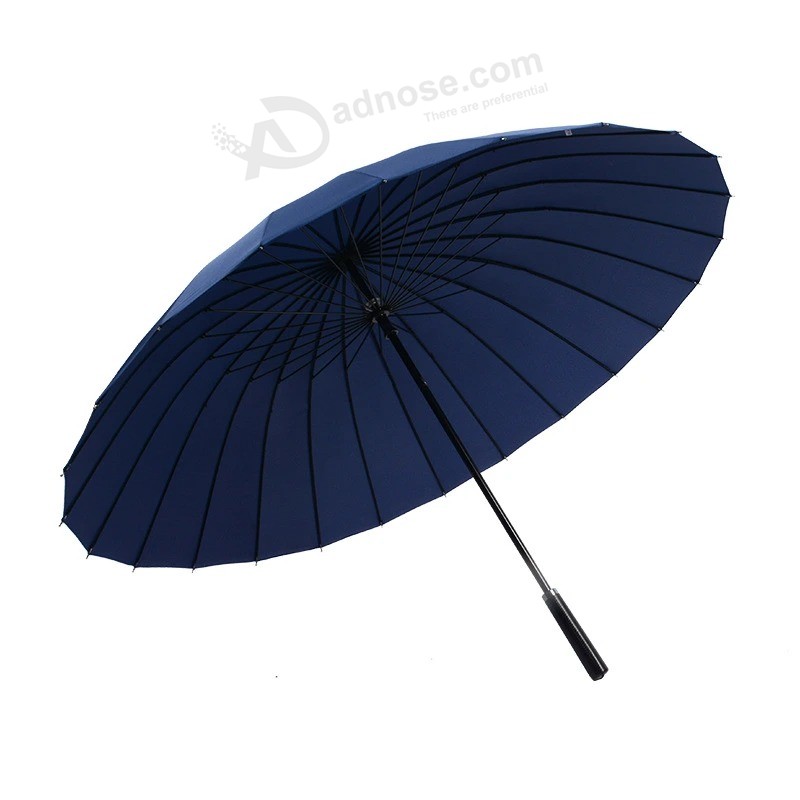 24 bone Leather handle Golf umbrella Custom logo Increase wind - resistant Pure color Golf commercial Advertising Umbrella