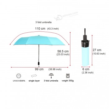 Paraguas azul claro de la promoción del paraguas de la publicidad del paraguas de la sombrilla 3 veces