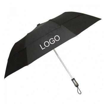 防风25英寸自动打开双层2折式高尔夫雨伞，用于礼品/广告/促销/男士女士（YZ-19-07）