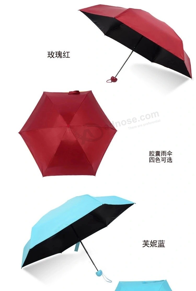 Wholesale unique Compact travel 5 fold Advertising mini Capsule pocket Umbrellas