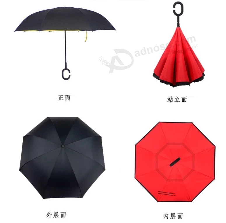 Aangepast logo Reclameparaplu Handsfree paraplu Dubbellaagse omgekeerde paraplu