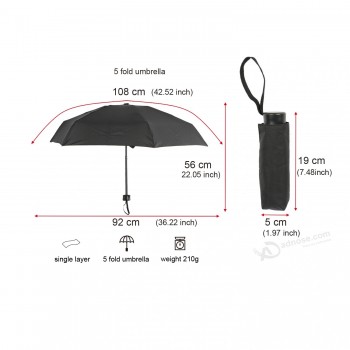 kleinste 5 opvouwbare paraplu in zwart reclame paraplu promotie paraplu