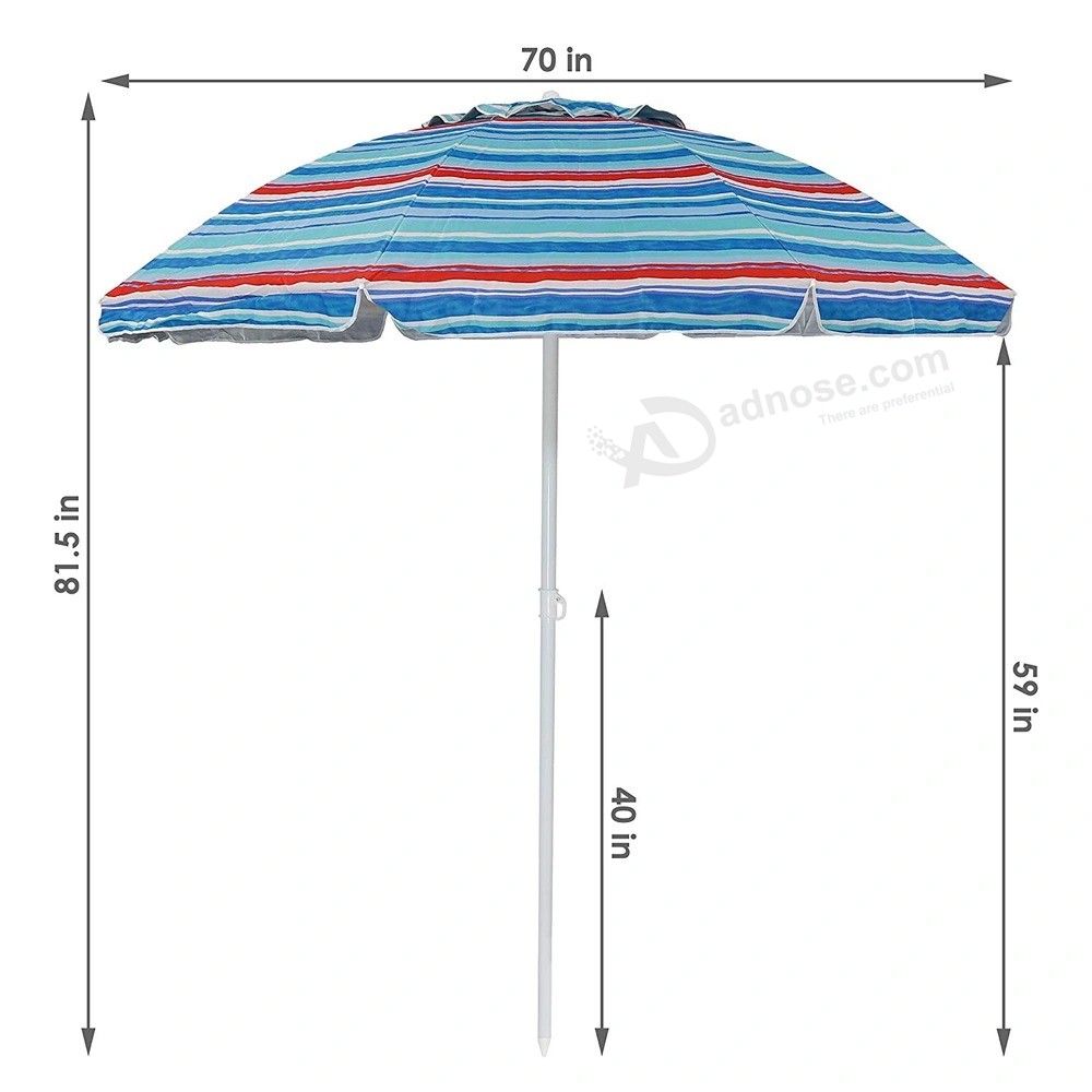 Strong outdoor UV beach Sun umbrella with custom Logo printing 180/200 Cm for promotion Advertising and street Display