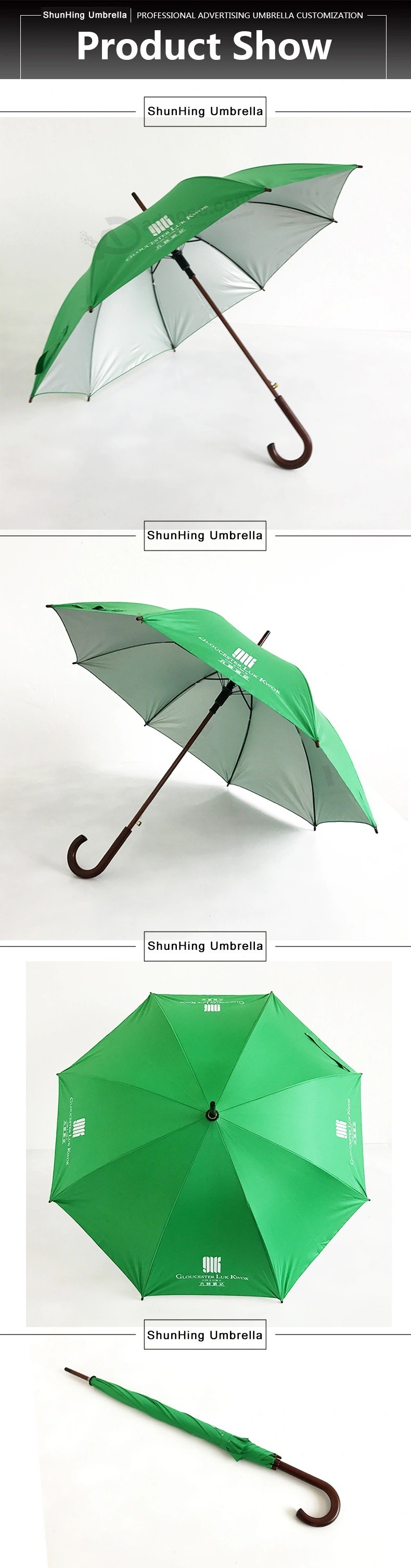 Advertising printed Logo straight Wooden umbrellas for promotional Gifts