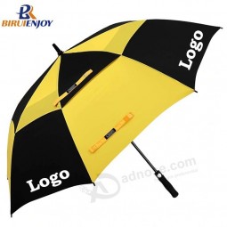 定制徽标印刷防风高尔夫雨伞，带双通风顶篷，用于礼物/促销/广告/体育
