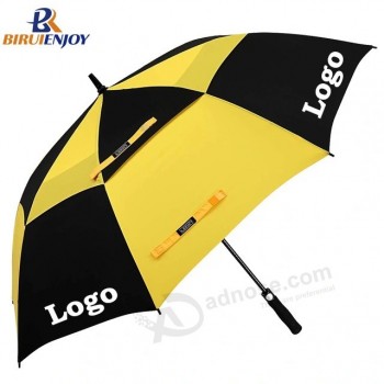 Paraguas de golf a prueba de viento impreso con logotipo personalizado con dosel de ventilación doble para regalo / promoción / publicidad / deportes