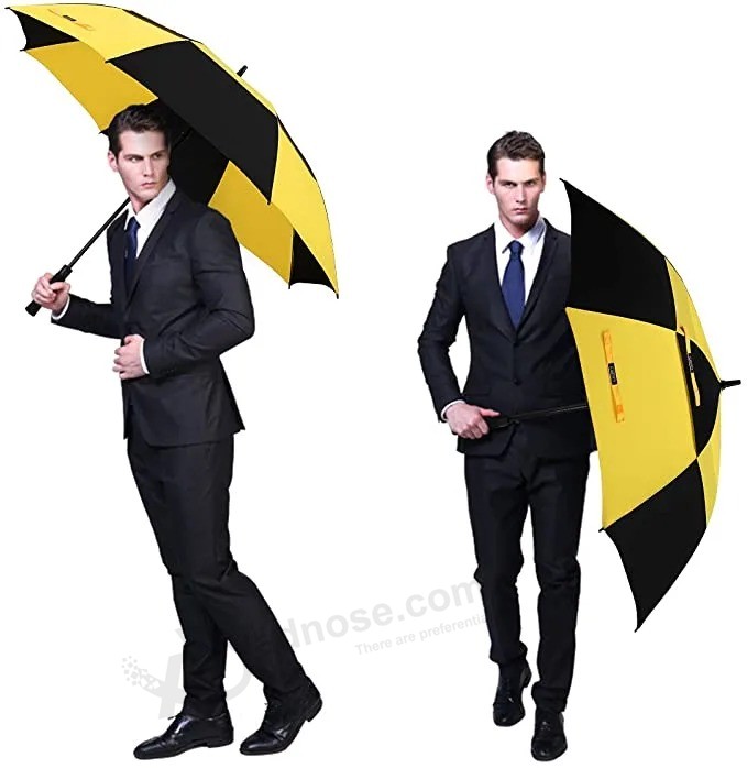 Aangepast logo Gedrukte winddichte golfparaplu met dubbel geventileerde luifel voor cadeau / promotie / reclame / sport