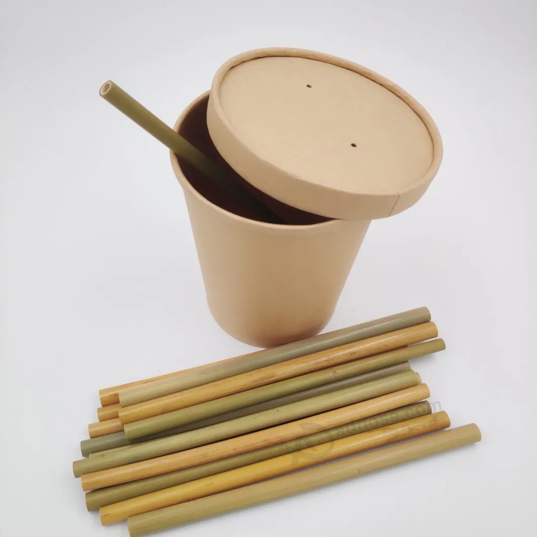 Nice kraft Paper packing Laser logo Bamboo drinking Straw