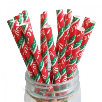 Экологичные биоразлагаемые бумажные соломинки для украшения рождественского стола для украшения вечеринки