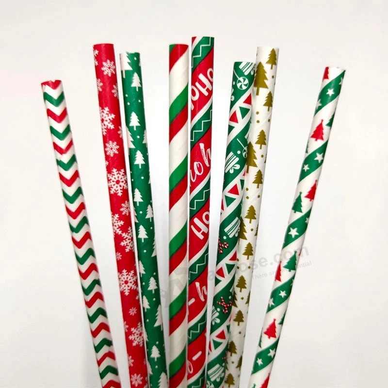 Eco-Friendly biodegradable Christmas table Decoration paper Straws for party Decoration