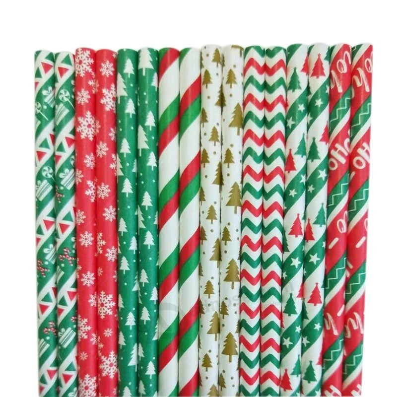 Eco-Friendly biodegradable Christmas table Decoration paper Straws for party Decoration