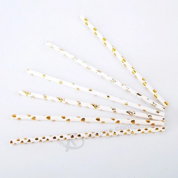shiny metallic golden colored party decoration paper drinking straw