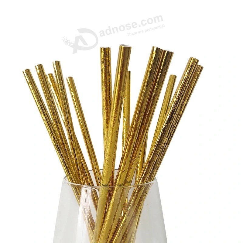 Shiny metallic Golden colored Party decoration Paper drinking Straw