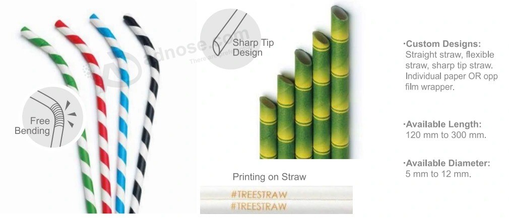 Party disposable Biodegradable christmas Cap paper Straw